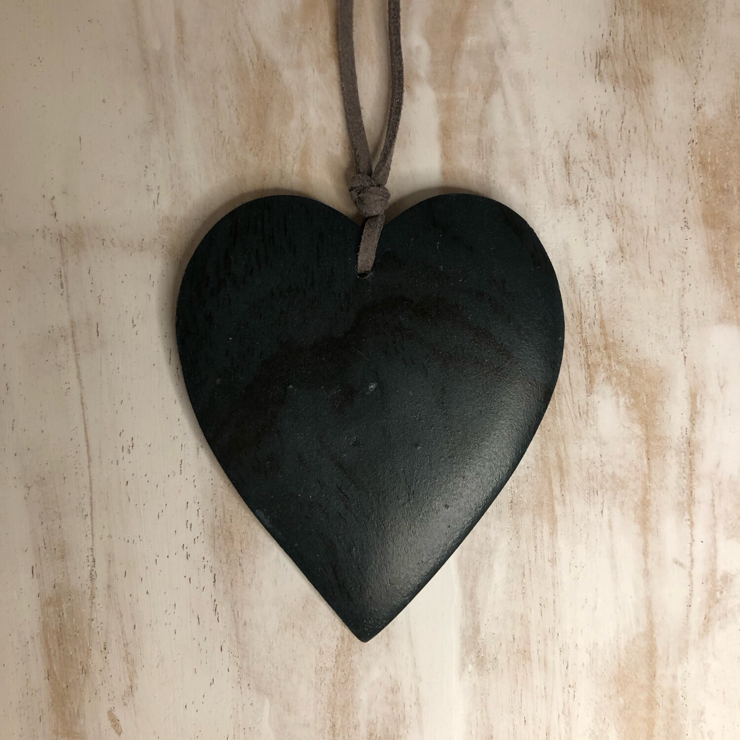 Dark Green Wooden Heart Pendant Necklace
