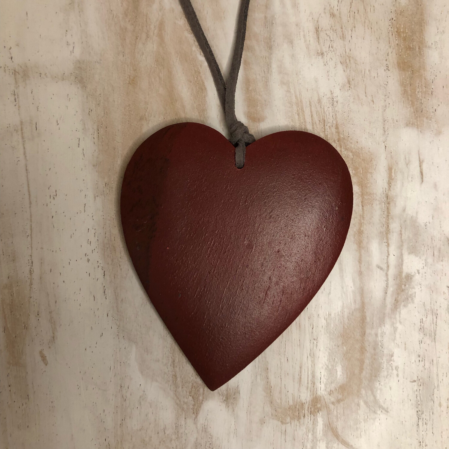 Burgundy Wooden Heart Pendant Necklace