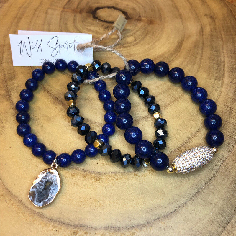 Neptune Set of 3 Natural Stone Bracelets