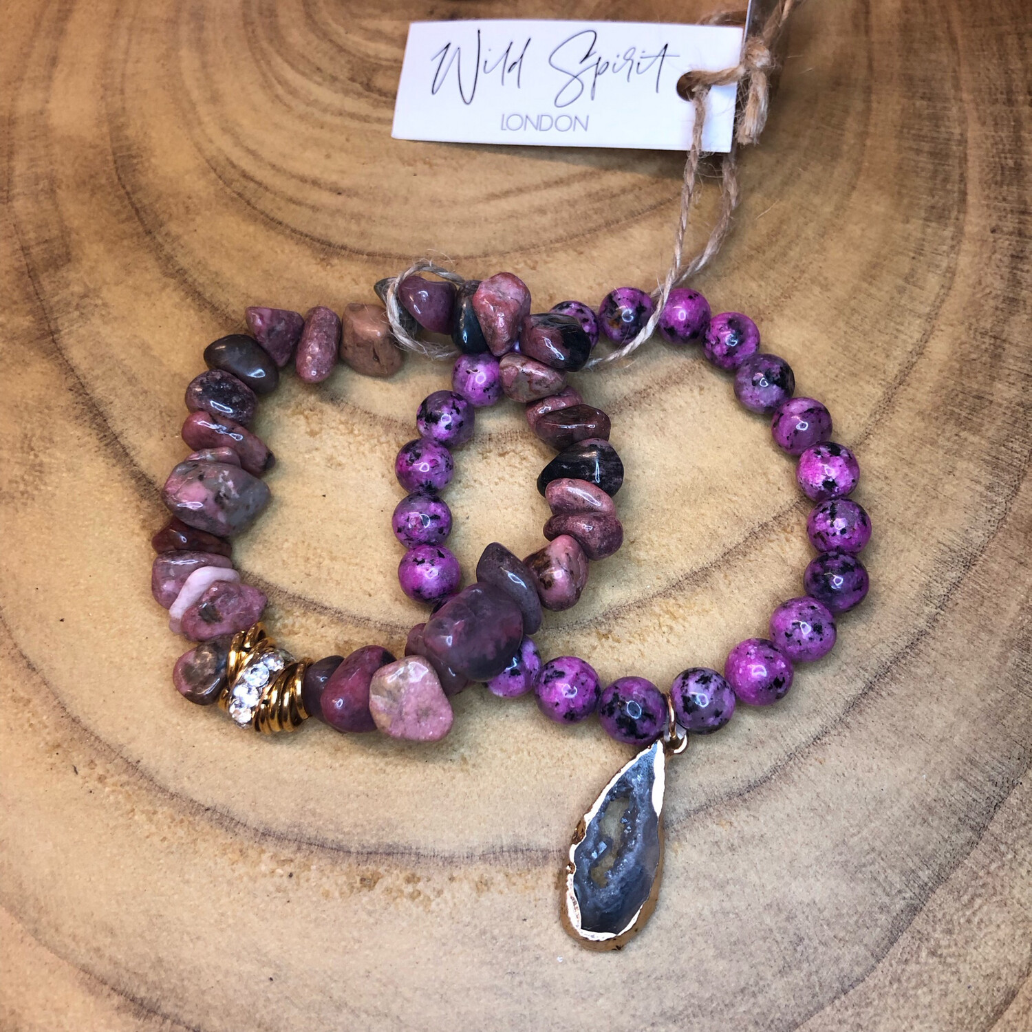 Heather Set of 2 Natural Stone Bracelets