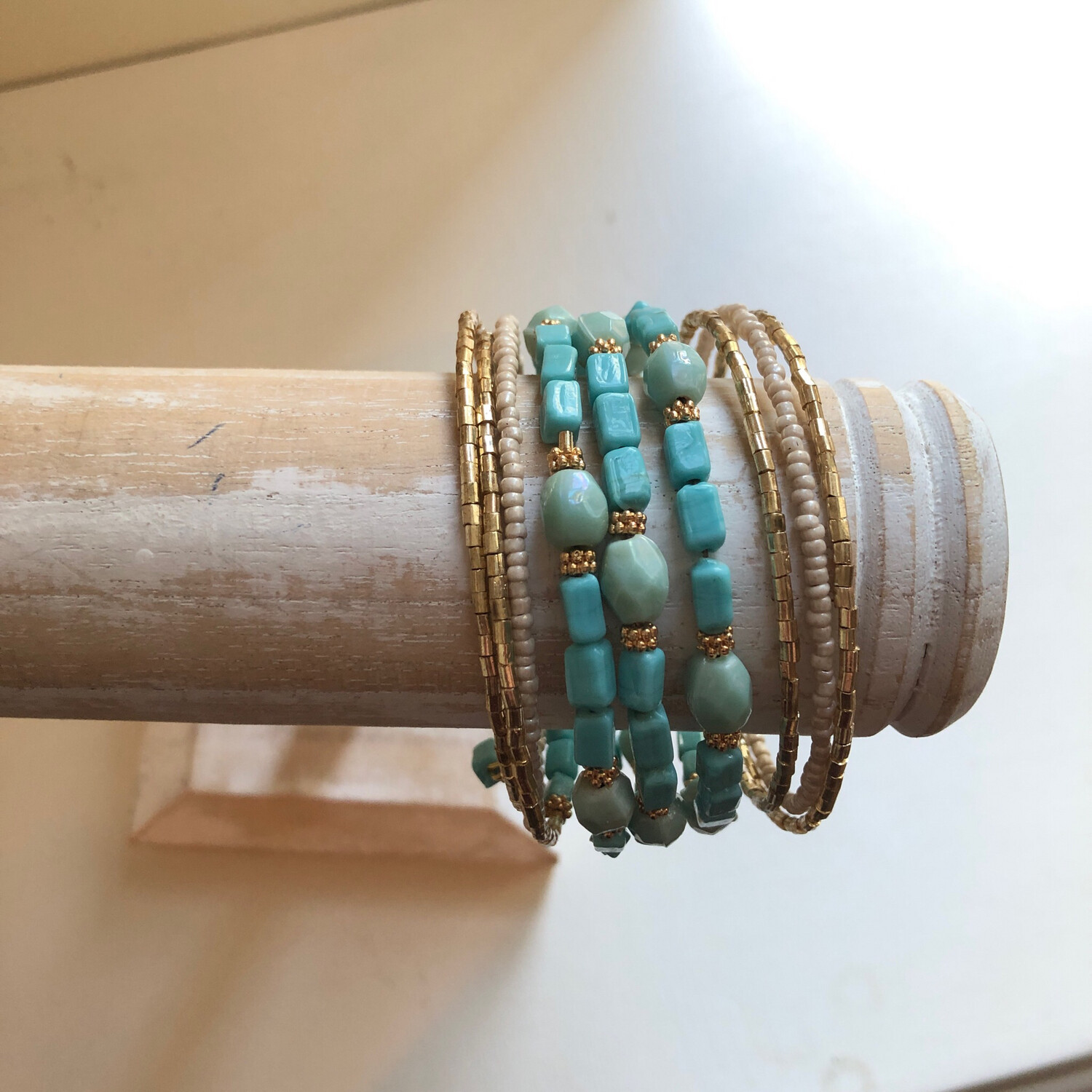 Turquoise Beaded Spiral Bracelet