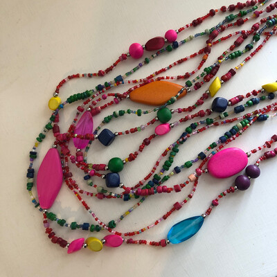 Multi Coloured Multi Strand Beaded Necklace