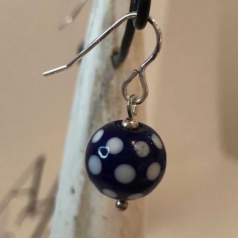 Polka Dotty Black Short Round Earrings