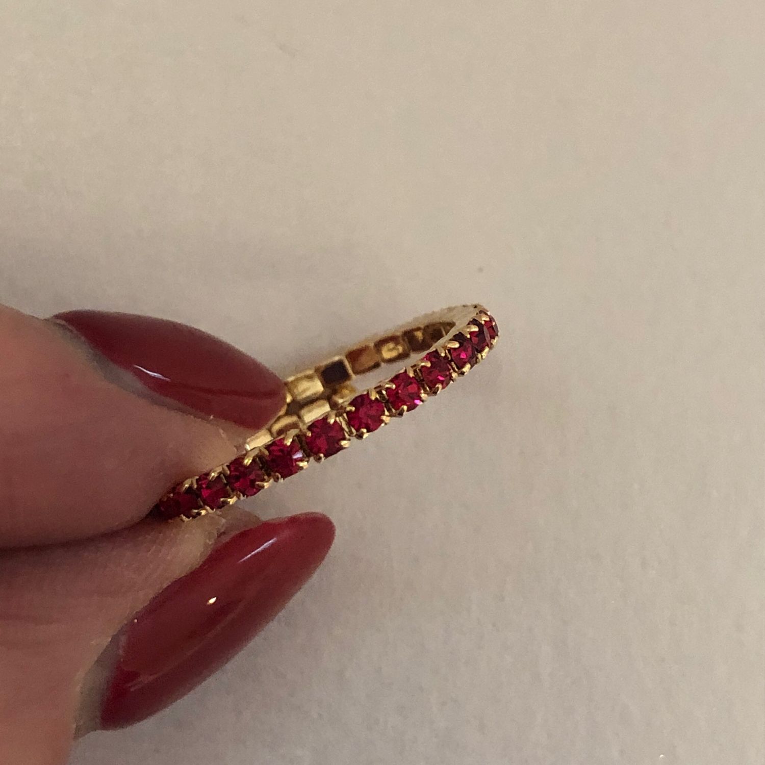 Skinny Ruby Crystal Ring