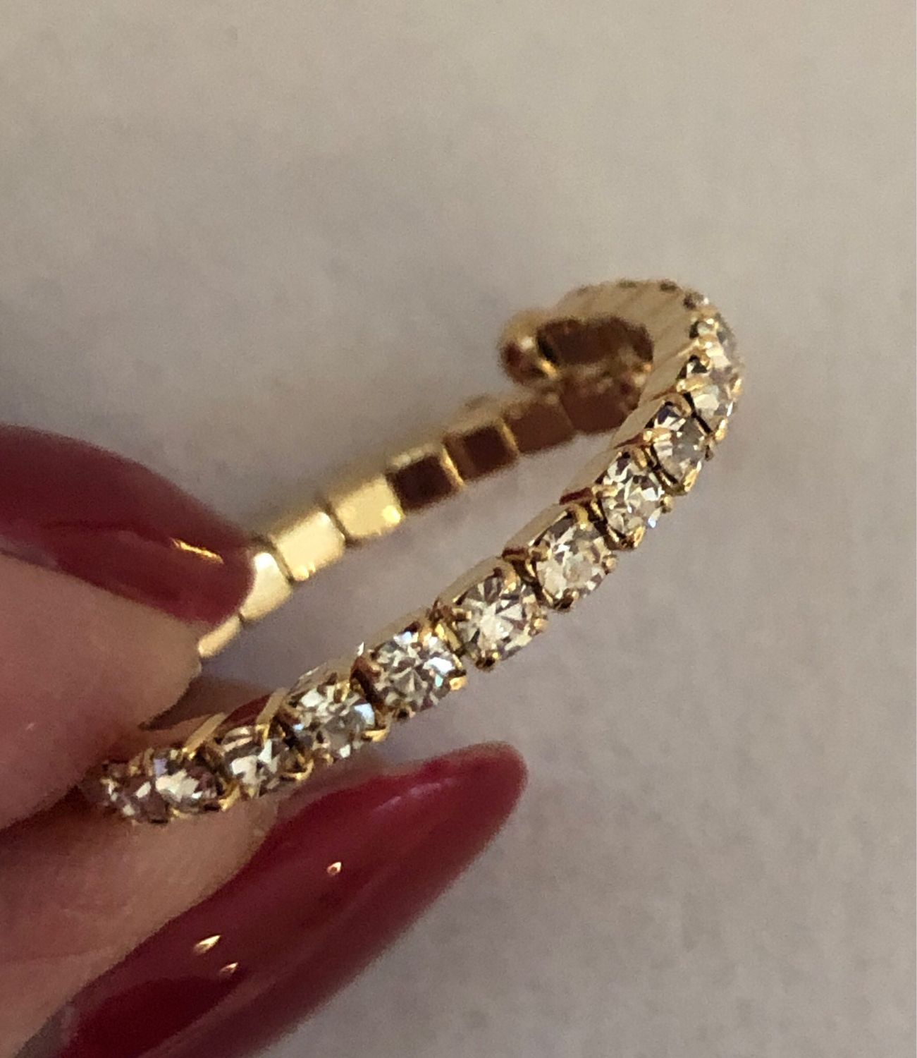 Skinny Crystal and Gold Ring