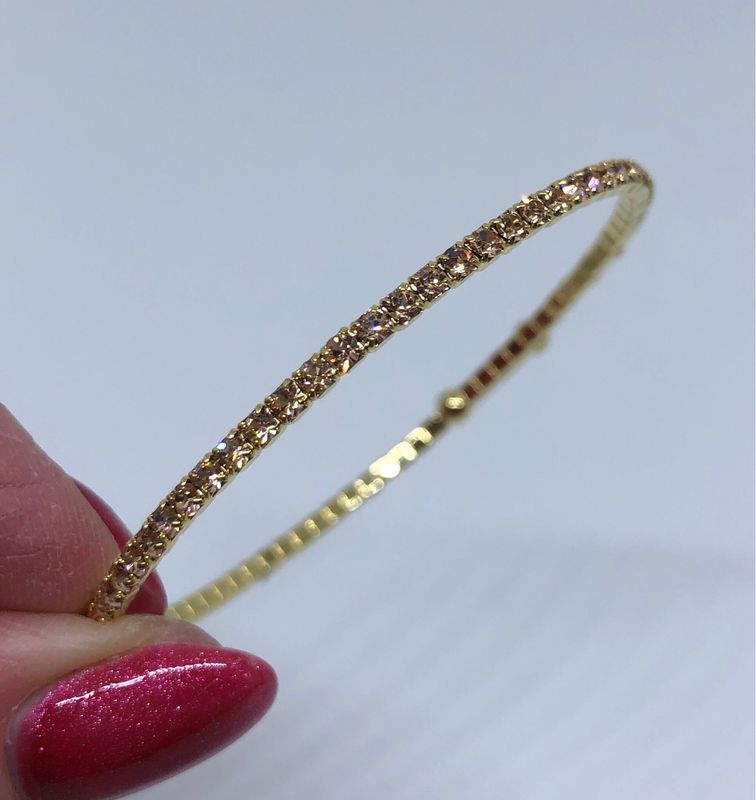 Skinny Peach Crystal Bangle