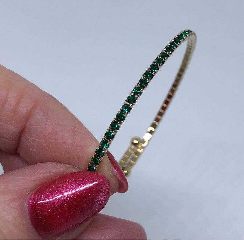 Skinny Emerald Crystal Bangle