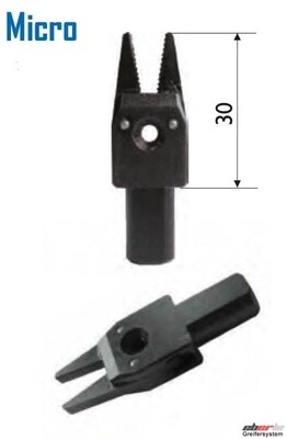 System Greifzange Alu, Aufnahme Ø 10mm, Haltekraft an der Spitze 10 N, Länge 30 mm ohne Sensor