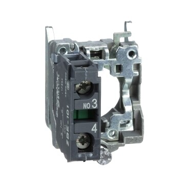 Single contact block with body fixing collar, Harmony XB4, metal, screw clamp terminal, 1 NO/1 NC/2 NO
