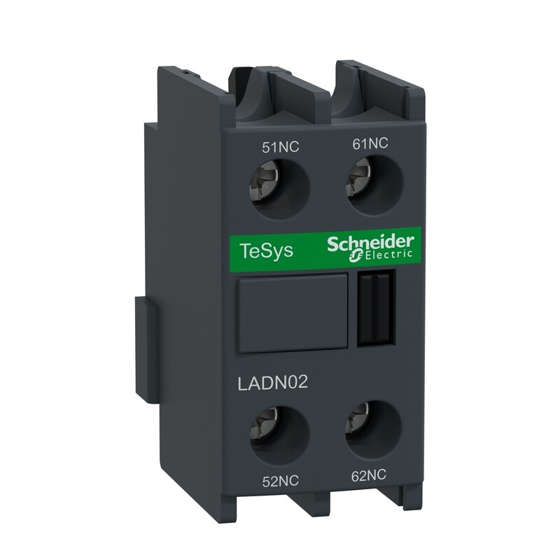 TeSys D, Auxiliary contact block, front mounting, screw clamp terminals (2NC or 2NO)