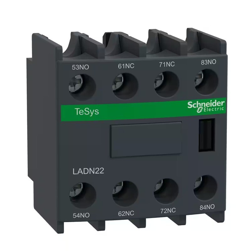 TeSys D, Auxiliary contact block, 2NO + 2NC, front mounting, screw clamp terminals