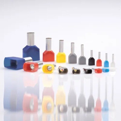 16.0mm Dual Entry Standard Cord End Terminals - Blue