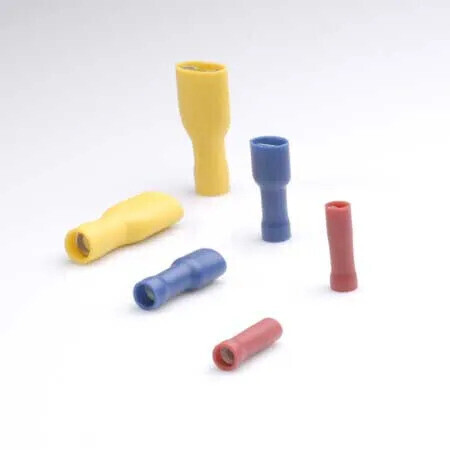Yellow Fully Insulated Push On Female Terminals 6.3mm