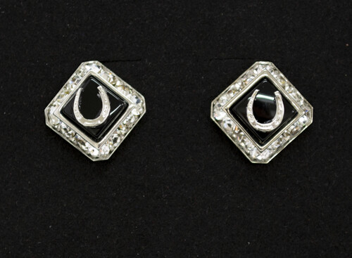 Horseshoe Earrings w/ Swarovski Crystal & Stone