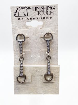 Silver Snaffle Bit Earrings w/ Crystal