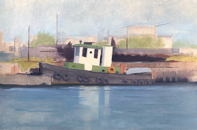 White &amp; Green Tug Boat