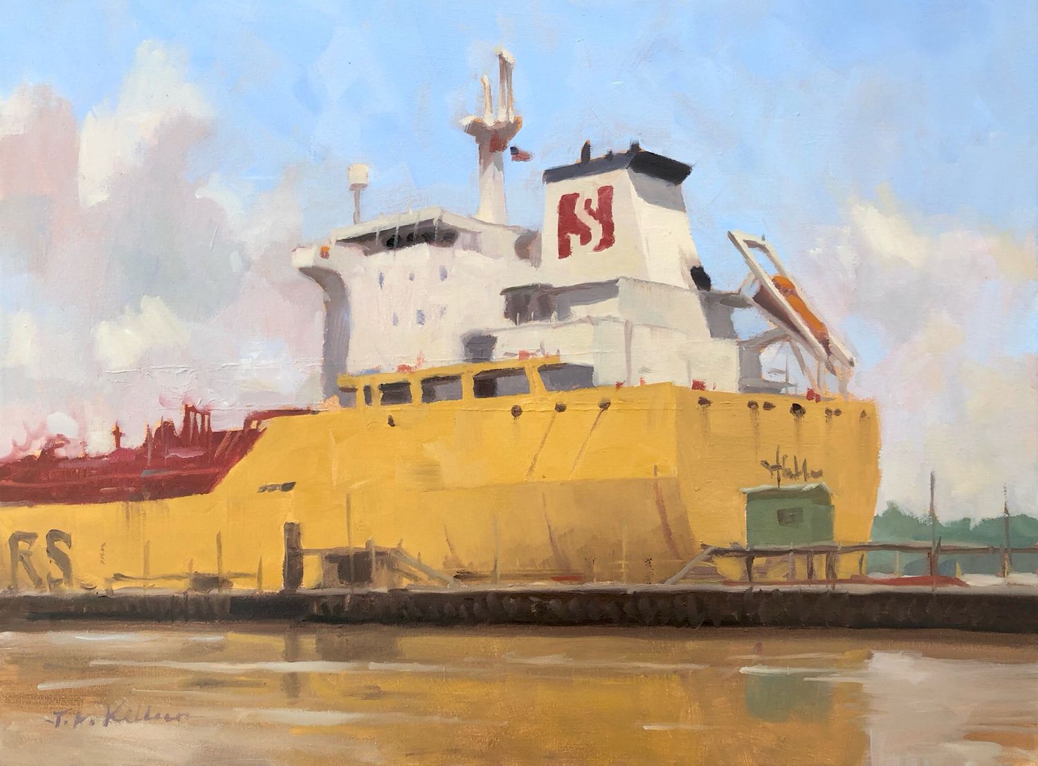 Yellow Ochre Shipping Vessel