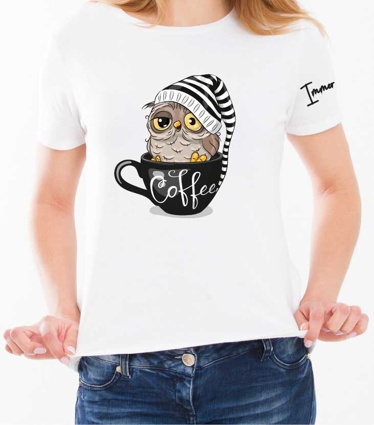 Женская футболка с принтом White Coffee Slimfit 2-White T-hub