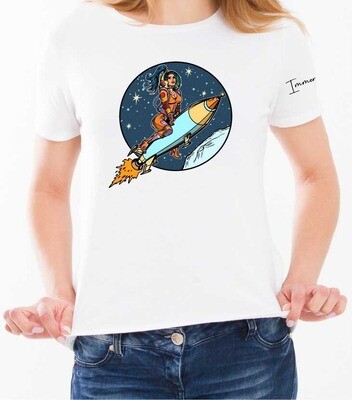 Женская футболка с принтом Rocket lady T-hub