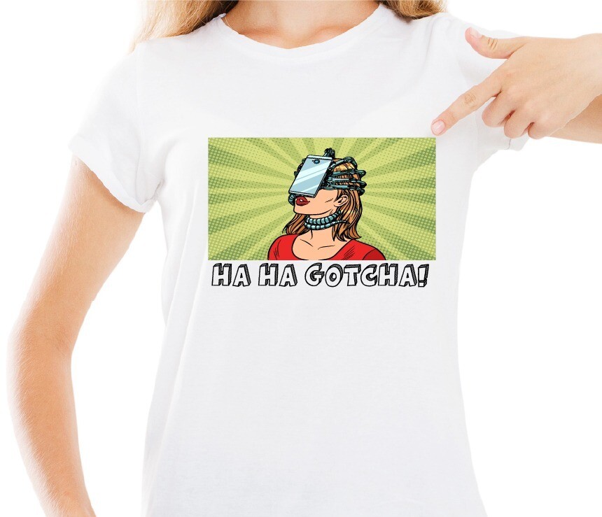Женская футболка с принтом HA-HA GOTCHA  T-hub