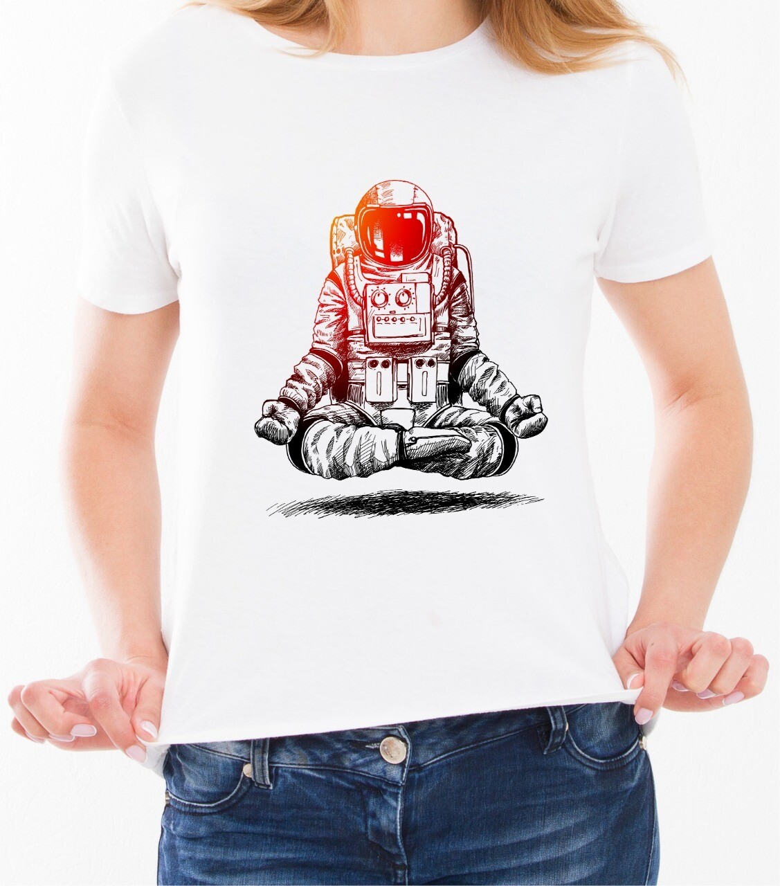 Женская футболка с принтом Astro-Yoga-White T-hub