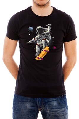 Мужская футболка  с принтом Astronaut Skater 1, Black  T-hub