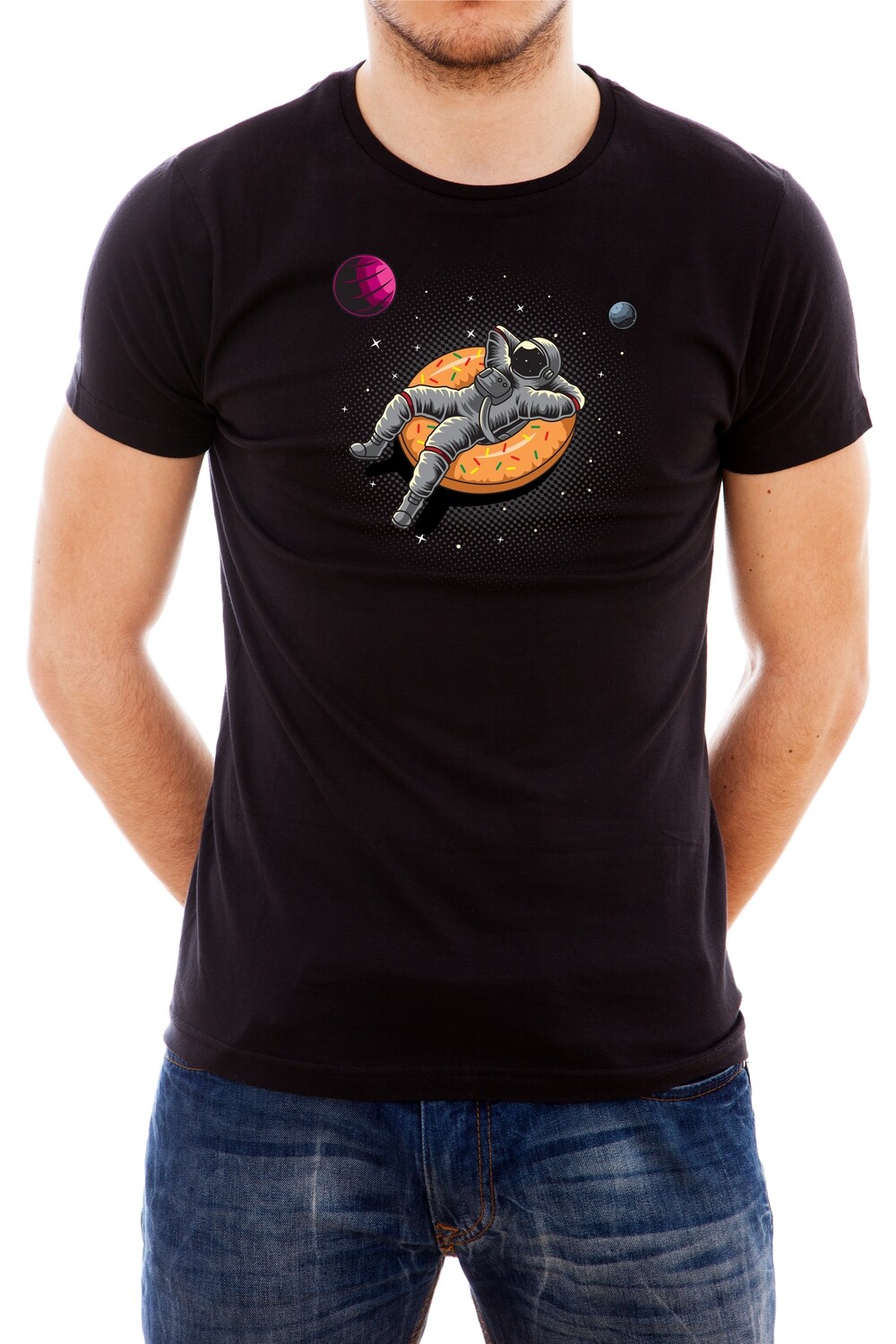Мужская футболка  с принтом Astronaut Donut, Black  T-hub