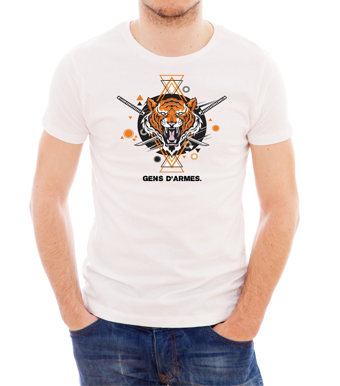 Мужская футболка с принтом Tiger Front  T-hub