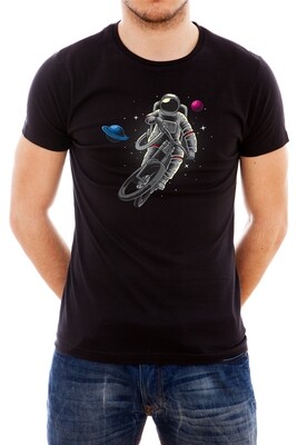 Мужская футболка  с принтом Astronaut biker, Black  T-hub