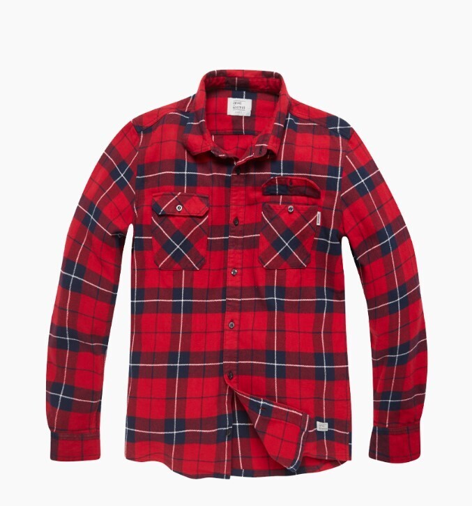 Мужская фланелевая рубашка в клетку Sem Red Check/ Vintage Industries