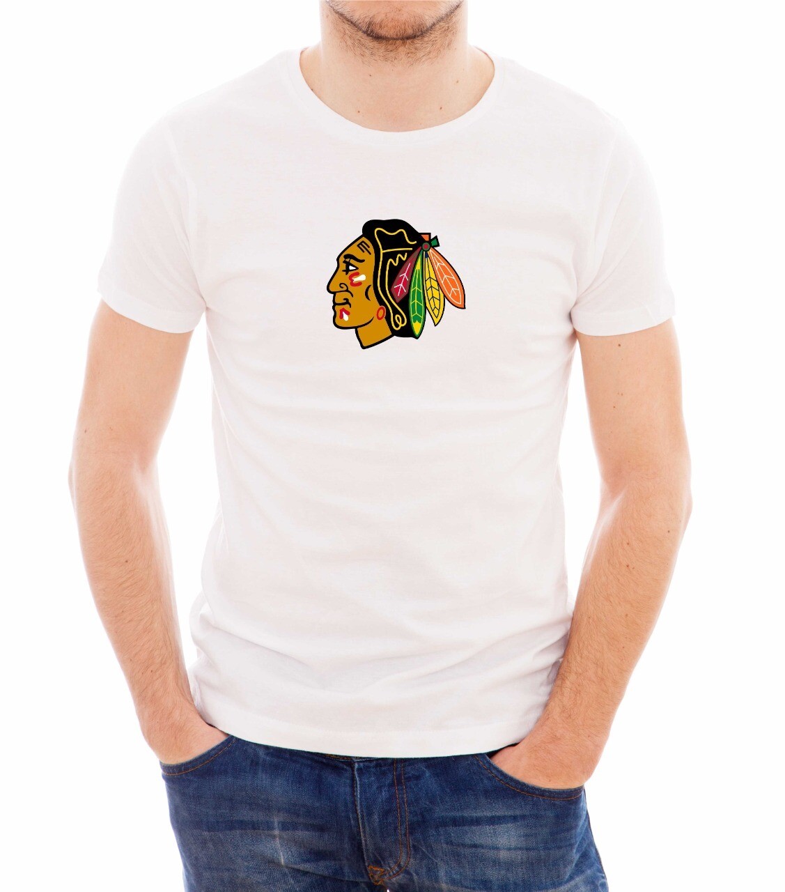 Мужская футболка с принтом Chicago Blackhawks  T-hub (основа SAMO)