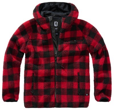 Мужская флисовая толстовка-куртка тедди в клетку Teddy Brandit, red/black
