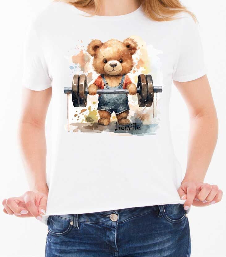 Женская футболка с принтом GYM TEDDY OVS  IRONVILLE