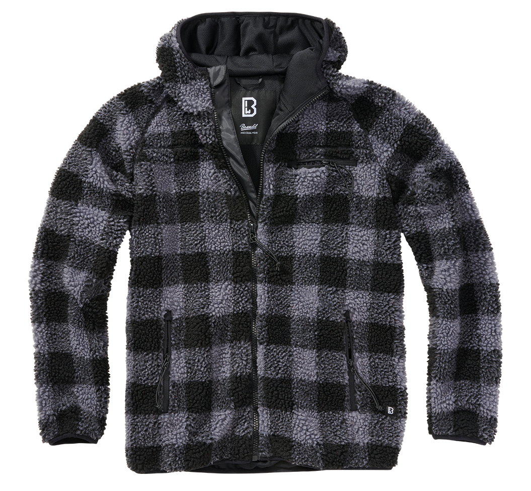 Мужская флисовая толстовка-куртка тедди Teddy Brandit, black/grey