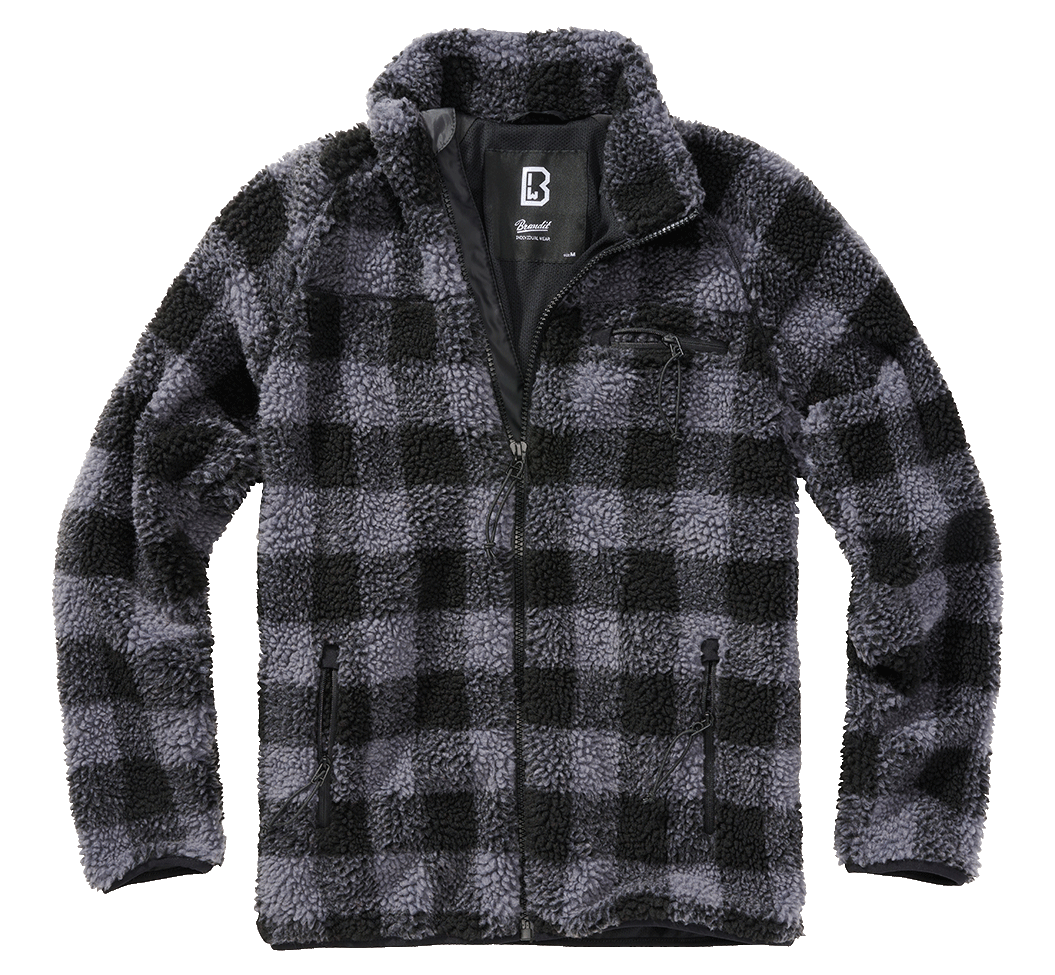 Мужская флисовая куртка/толстовка тедди без капюшона Teddy,  black/grey Brandit