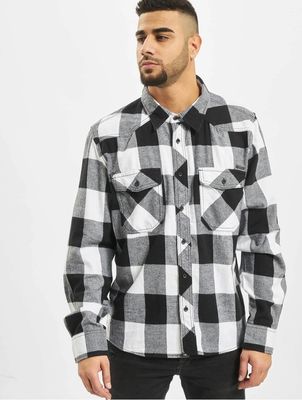 Мужская фланелевая рубашка в клетку с длинным рукавом Check Brandit White/Black