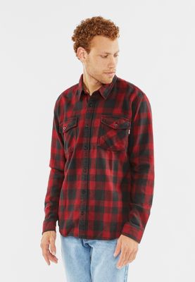 Мужская плотная фланелевая рубашка с карманами Globe Heavyweight Red check  Vintage Industries