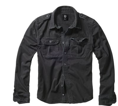 Мужская рубашка с длинным рукавом Vintage Shirt, черная  Brandit