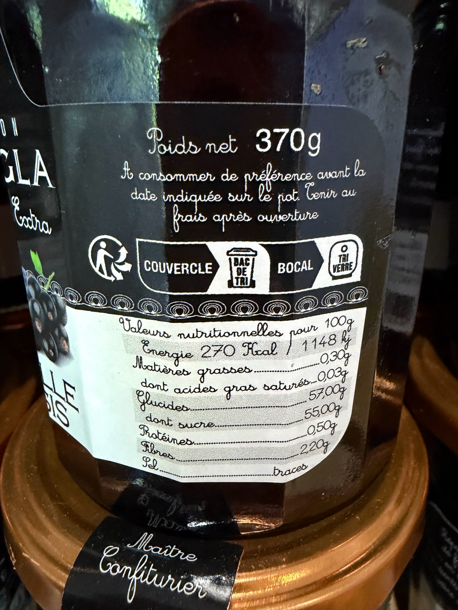 Confiture myrtille cassis