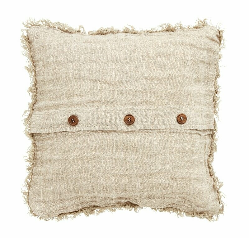 Housse de coussin lin frangé