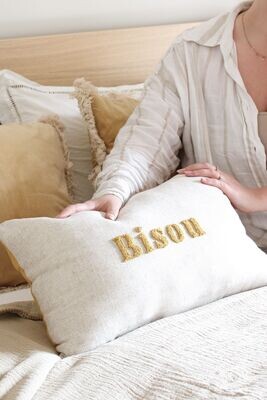 Coussin bisou moutarde