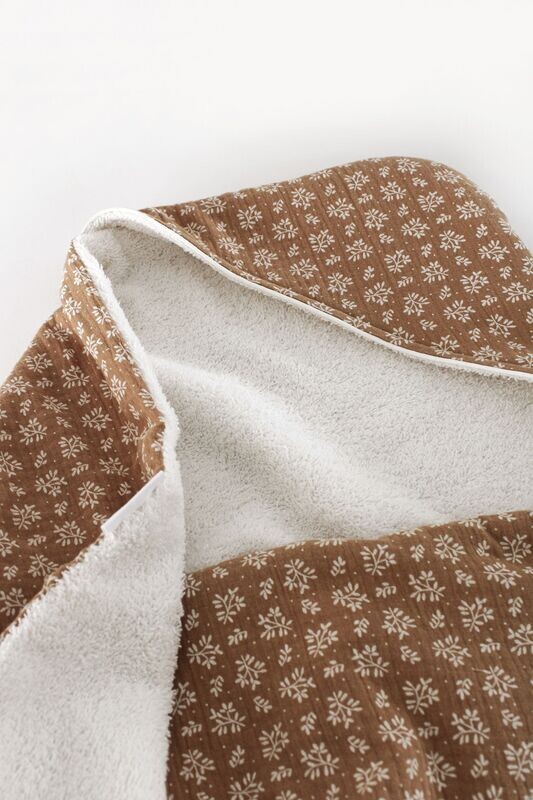 Cape de bain & gant de toilette camel