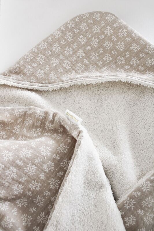 Cape de bain & gant de toilette beige