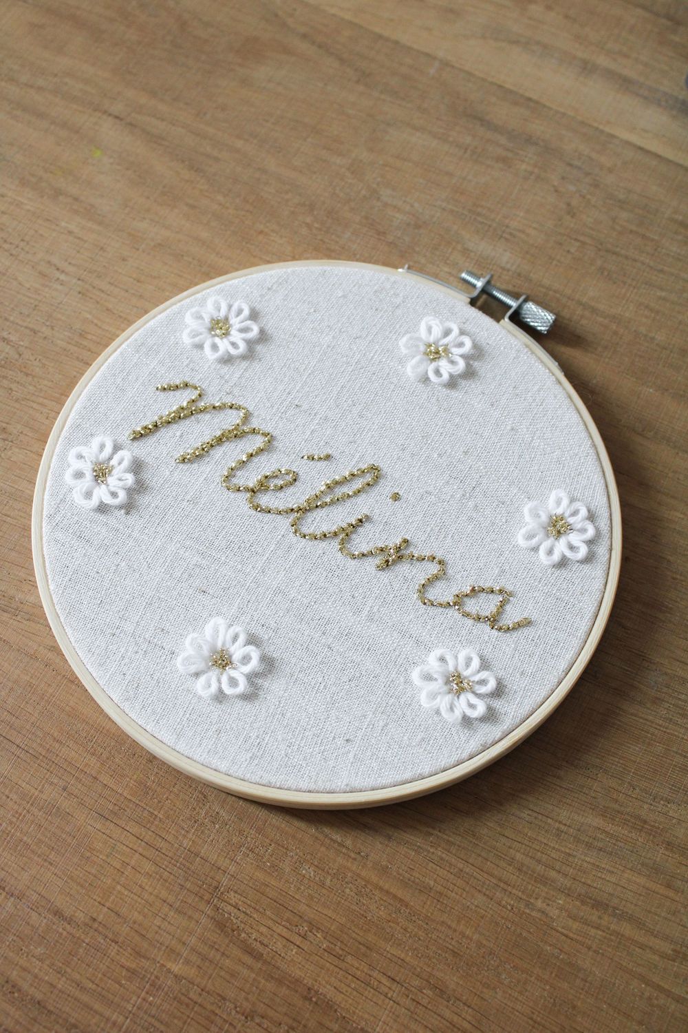 Tambourin personnalisé broderie dorée