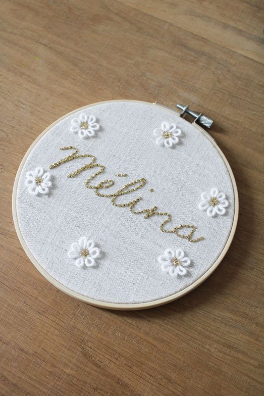 Tambourin personnalisé broderie dorée