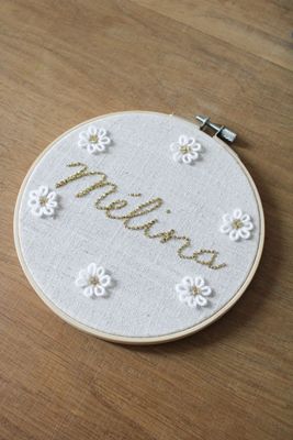 Tambourin personnalisé broderie dorée