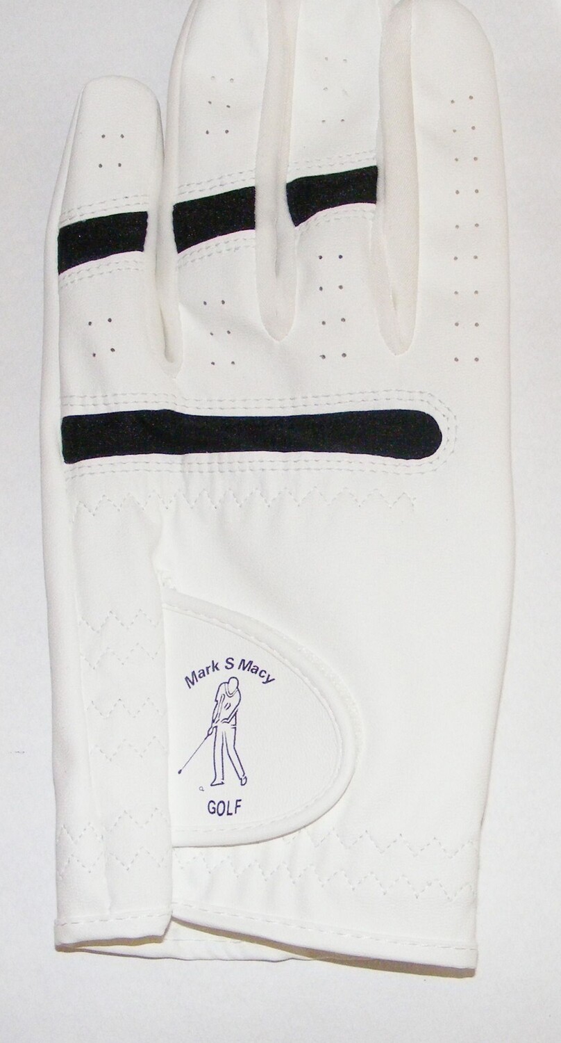 Logo's White Synthetic Leather Adult/Junior Uni-Sex Golf Glove Logo's White Synthetic Leather Adult/Junior Uni-Sex Golf Glove