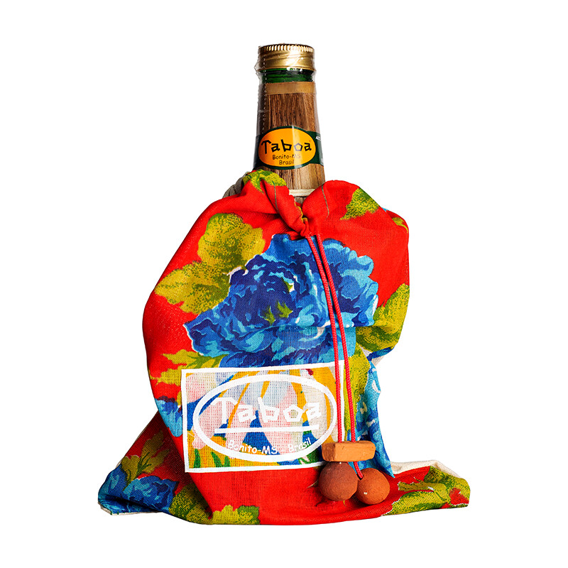 Embalagem em chitão - Flor Vermelho e Azul