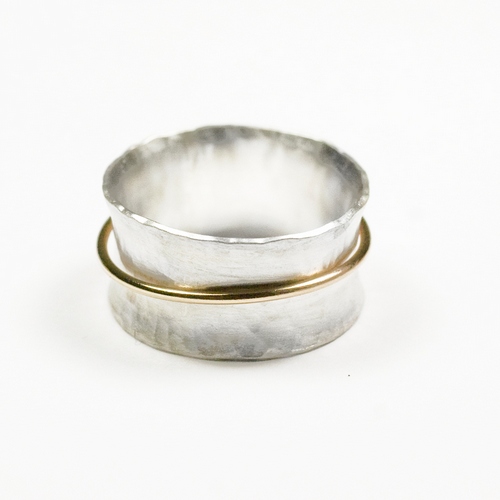 Sterling silver anticlastic spinner ring