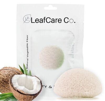 Leaf Care Co- Esponja Facial COCONUT - Humectante para pieles maduras y deshidratas y apagadas por el medio ambiente- PREMIUM